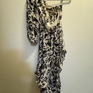 Alexis Black and Cream Asymmetrical Dress